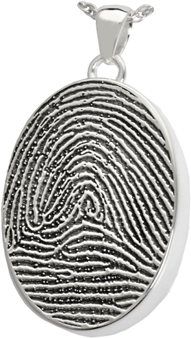 Silver Oval Full-coverage Fingerprint Jewelry With - Fingerprint Oval Sterling Silver Cremation Pendant (500x500)