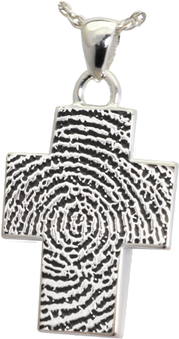 Silver Cross Fingerprint Jewelry With Compartment Silver - Fingerprint Classic Cross Stainless Cremation Pendant (500x500)