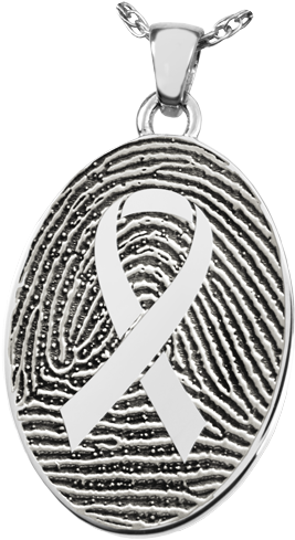 Silver Flat Oval Fingerprint Jewelry With Awareness - Fingerprint Oval Sterling Silver Cremation Pendant (500x500)