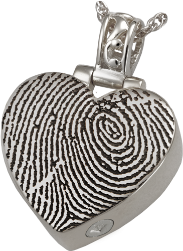 Full-coverage Fingerprint On Heart Filigree Bail Cremation - Memorial Jewelry Sterling Silver Heart Pendant Fingerprint (500x500)