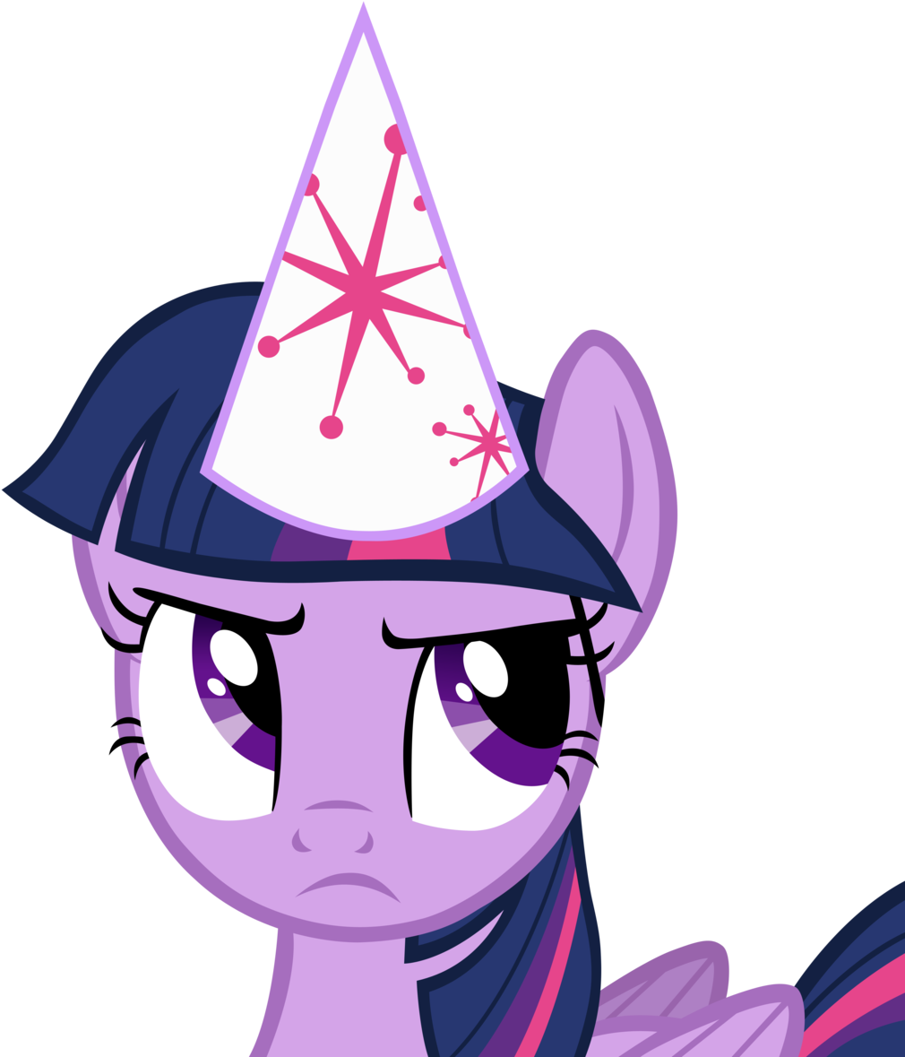 Twilight Sparkle Party Hat Eyeroll By Cloudyglow Twilight - Cartoon (1024x1181)