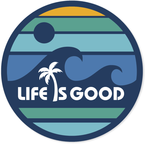 Home & Pet Wave 4" Circle Sticker - Life Is Good (1024x1024)