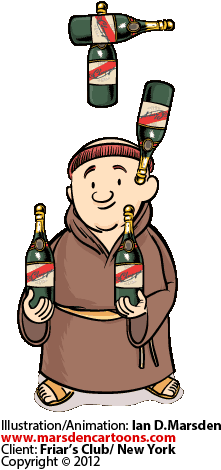 Champagne Juggling Monk Illustration For Friar's Club - Monk (265x540)