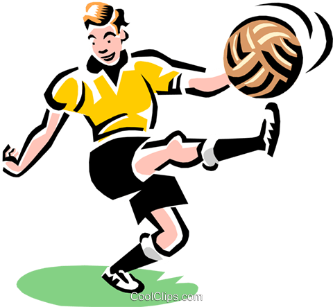 Soccer Player Kicking Ball Royalty Free Vector Clip - Soccer Ball Being Kicked (480x443)
