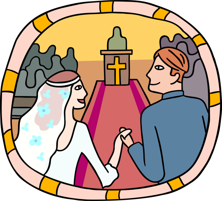 Vector Illustration Of Wedding Day Bride And Groom - Clip Art (773x700)