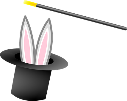 Magician Hat Bunny Top Hat Wand Illusionis - Magician Hat Clipart Free (427x340)