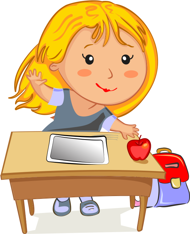 She Is Raising Her Hand - Cartoon School Girl Png (1024x768)