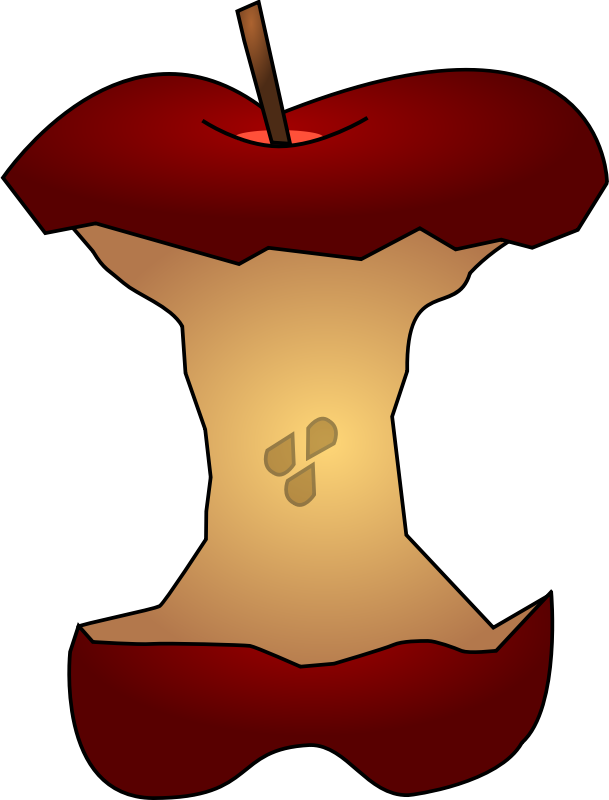 Free Apple Core Clip Art - Apple Core Clipart Transparent (609x800)