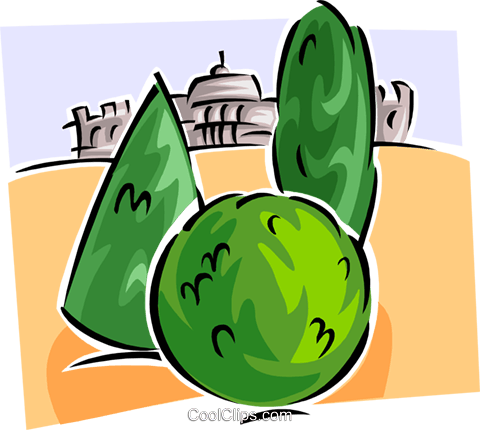 Trees With Building In Background Royalty Free Vector - Illustration (480x430)