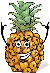 Funny Pineapple Fruit Cartoon Illustration Sticker - Cartoon Pineapple With Face (400x400)