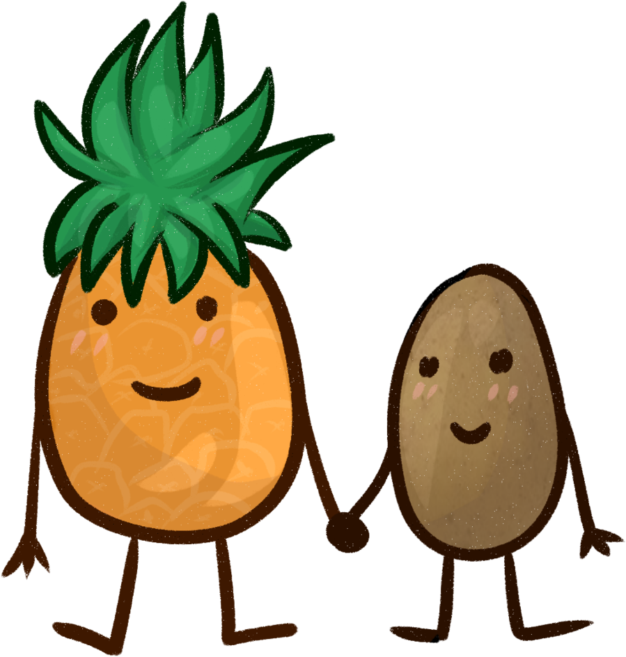 Pineapple And Potato By Rainfallleopard Pineapple And - Pineapple And Potatoes Cartoon (1024x1046)