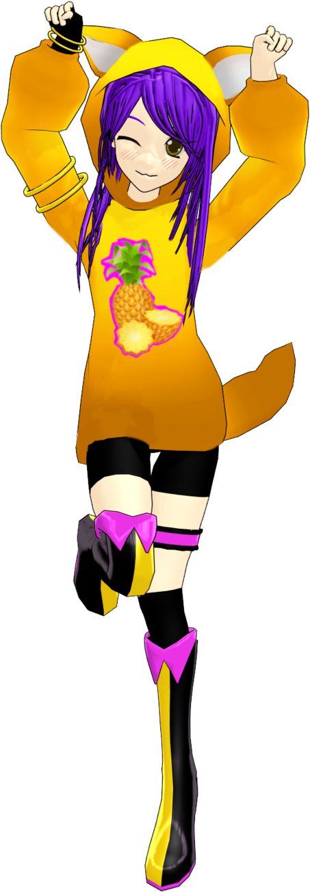 Mmd Pineapple Foxy Hoodie Lizabelle By Brsa - Cartoon (591x1351)
