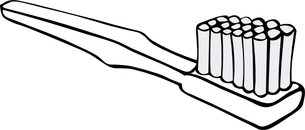 Toothbrush Clipart Black And White - Line Art (600x256)