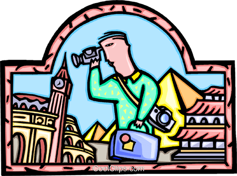 Filming Video While On Vacation Royalty Free Vector - Cartoon (480x358)