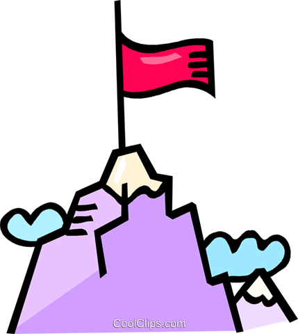 Red Flag At The Top Of A Mountain Royalty Free Vector - Flag On Mountain Clipart (429x480)