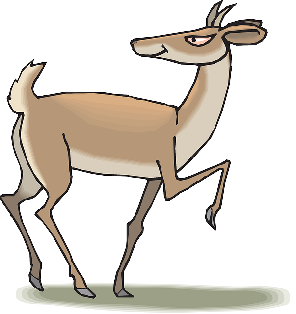 Deer Moving Forwards But Looking Backwards - Antelope Clipart Png (603x640)