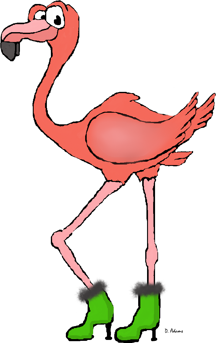 Funky Ferrari Flamingo Sporting Green Leather Boots - Pink Flamingos (896x1152)