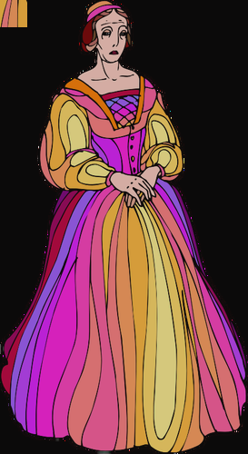 Colorful Medieval Woman Medieval Woman Clipart - Fashion Illustration (273x500)