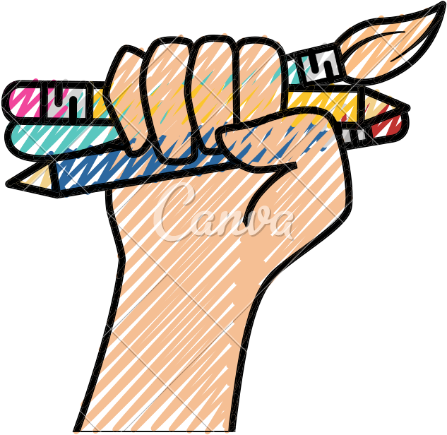 Hand Holding Art Supplies - Design (800x800)