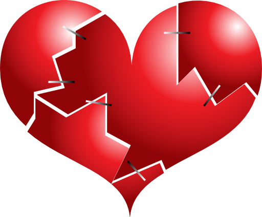 Stitched Red Heart - Stitched Up Heart Clipart (512x424)