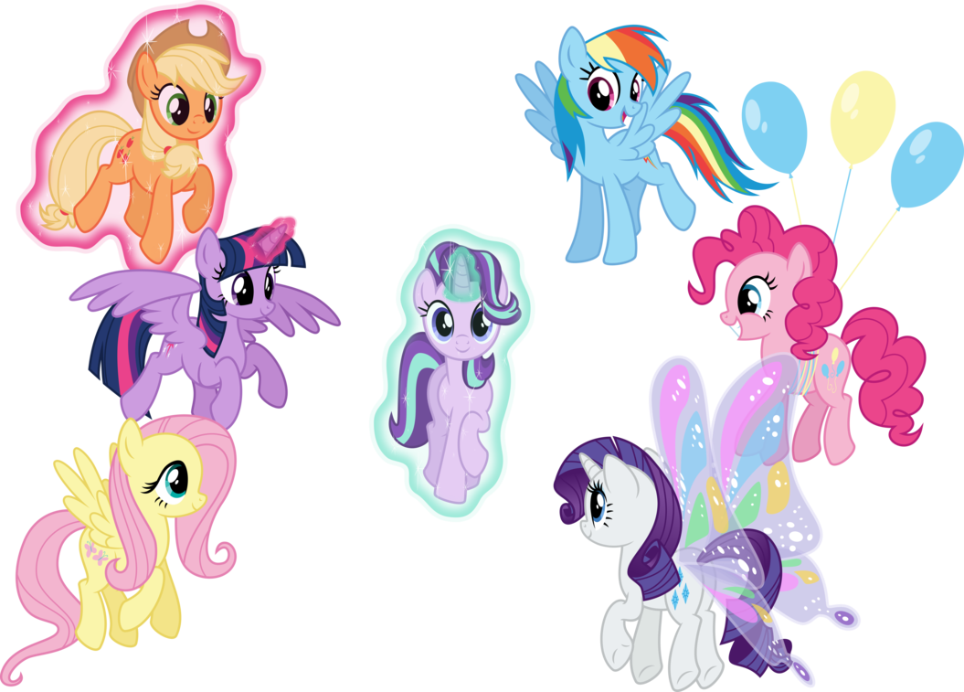 Mlp Mane 6 Base Ms Paint - Mlp Mane 6 And Starlight (1055x757)