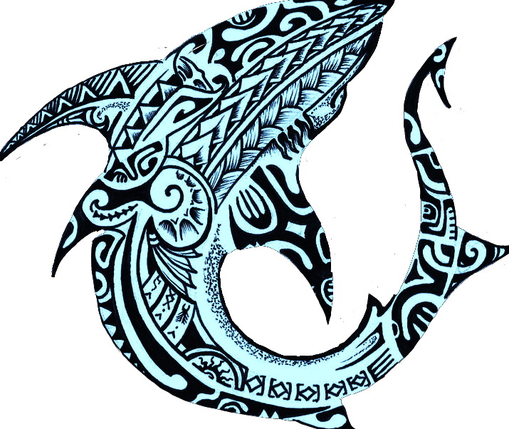 Scsharks Sharks Shark Painting Art Creative Pattern - Shark Tattoo Maori (715x602)