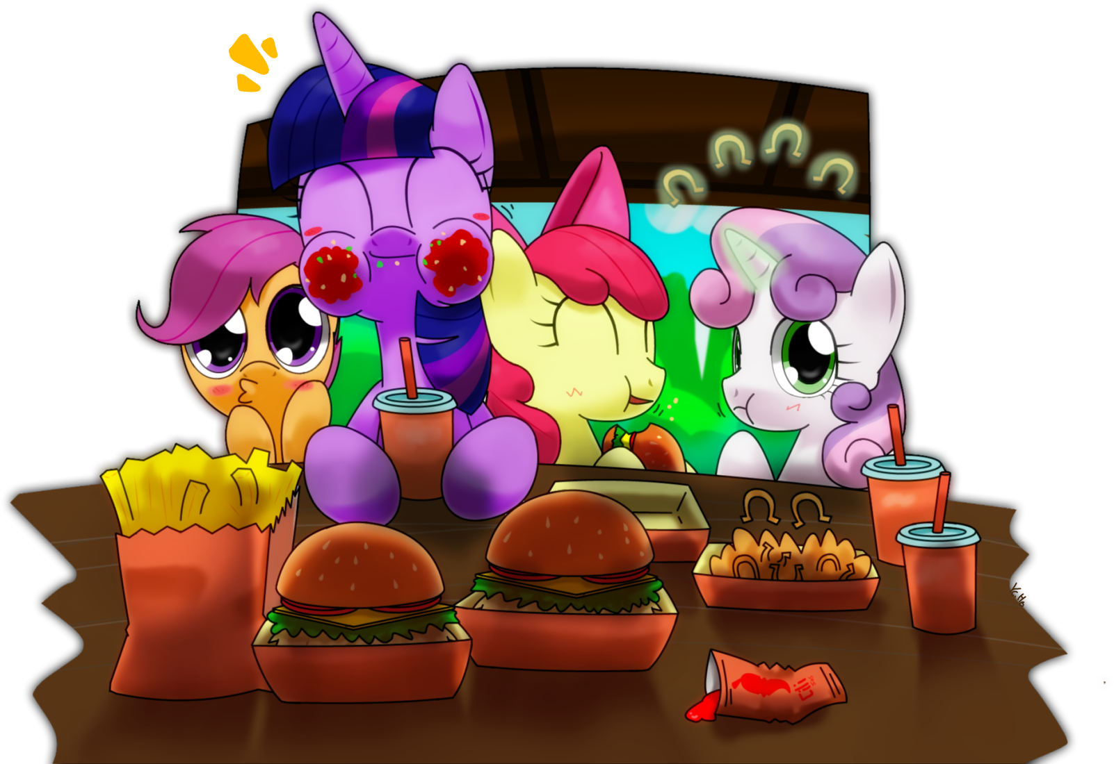 Food, French Fries, Hay Burger, Mare, Messy Eating, - Food, French Fries, Hay Burger, Mare, Messy Eating, (1700x1105)