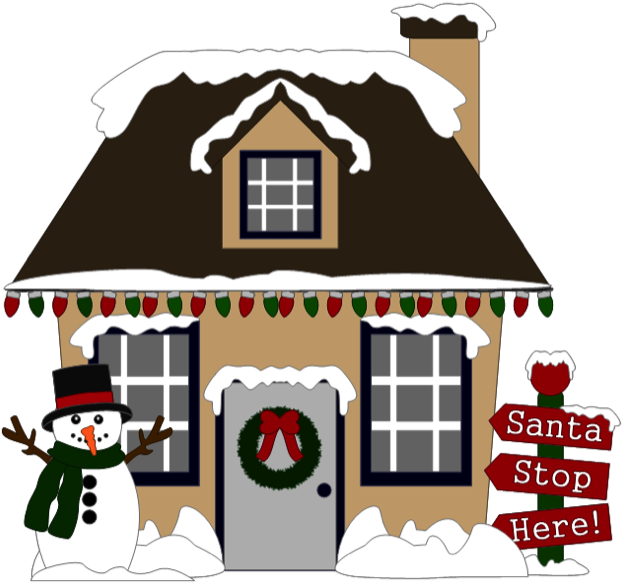 Christmas House By Scrappydew - Cartoon (640x600)