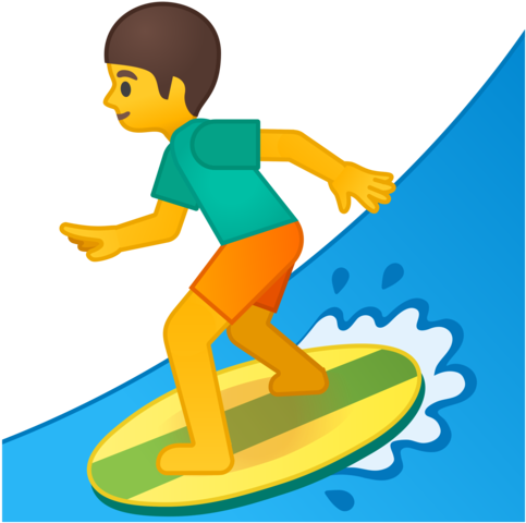 Hand Emoji Clipart Surfer - Dark Skin (512x512)