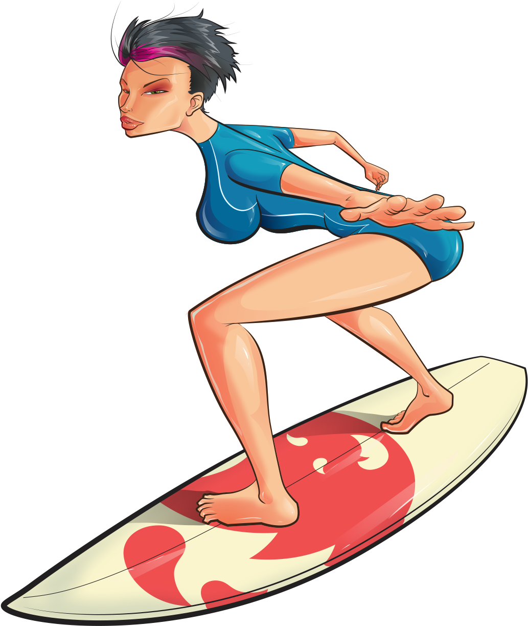 Surfing - Cartoon Surfer Png (1095x1258)