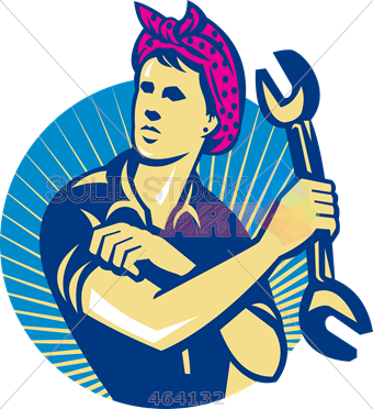 Stock Illustration Of Old Fashioned Cartoon Rendering - Female Construction Worker Vector (340x372)