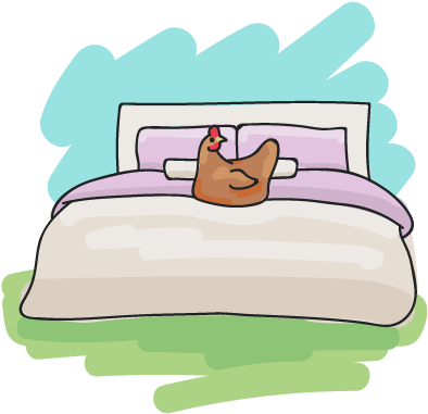 Illustration Of A Hen On A Large Bed - Chicken (401x401)