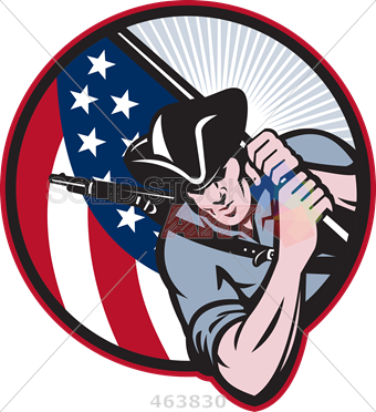 Stock Illustration Of Retro Cartoon Drawing Of American - Patriots Revolutionary War Clipart (340x372)