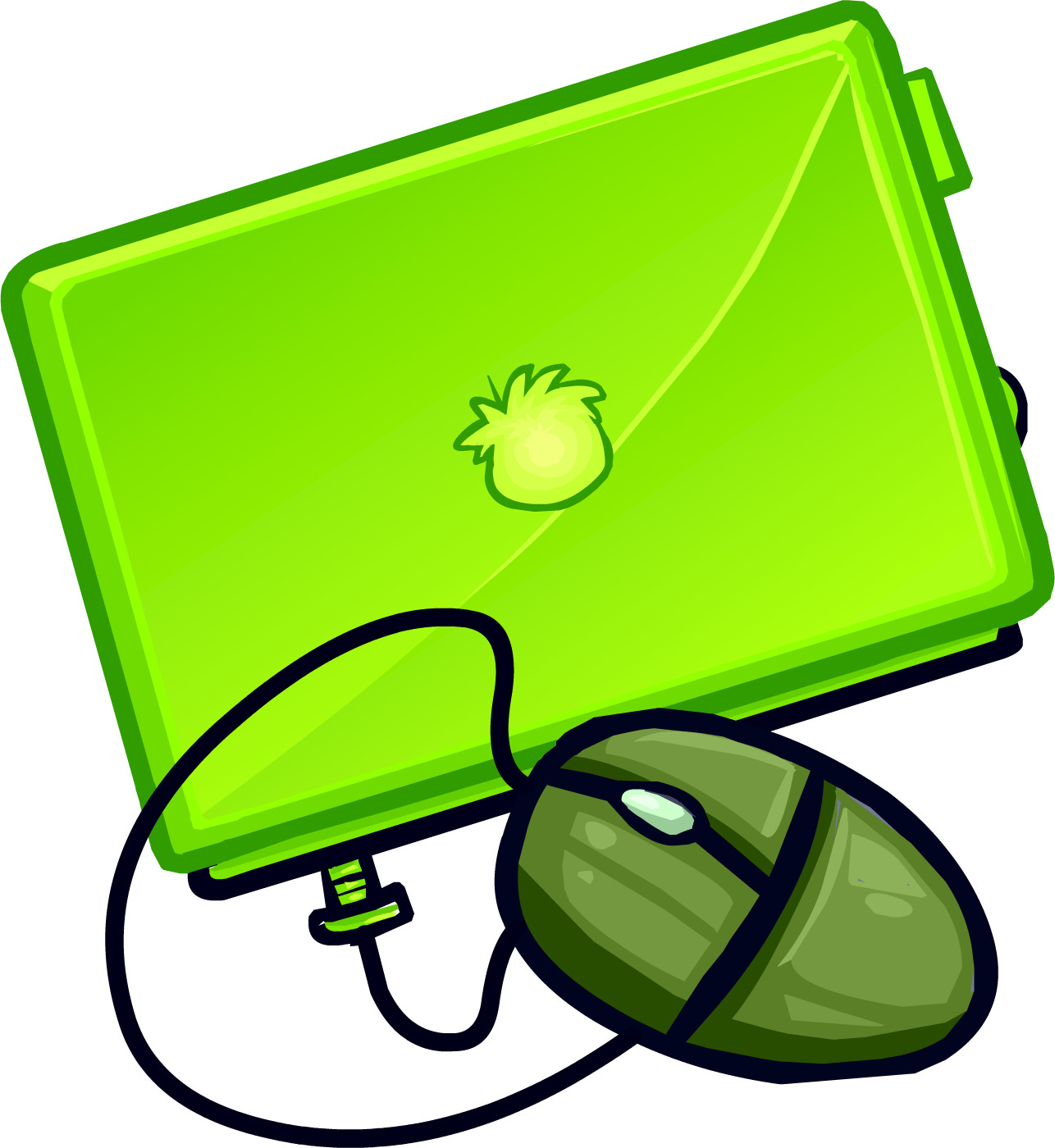 Lime Laptop - Club Penguin Computer Id (1286x1400)