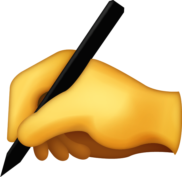 Download Ai File - Writing Hand Emoji Png (641x622)