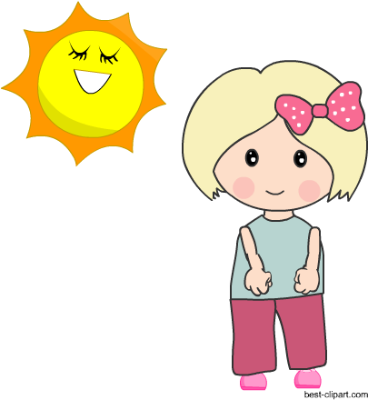 Cute Girl In The Sun Free Clip Art - Clip Art (450x450)