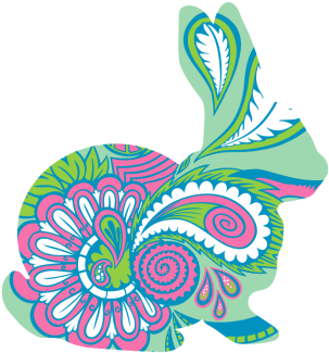Paisley Rabbit Vinyl Decal - Decal (350x350)