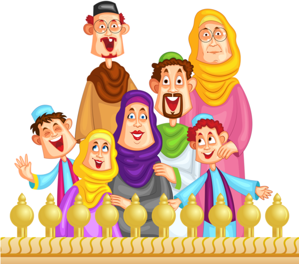 Personnages, Illustration, Individu, Personne, Gens - Muslim Family Png (600x537)