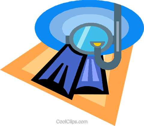 Flippers, Mask And Snorkel Royalty Free Vector Clip - Emblem (480x421)