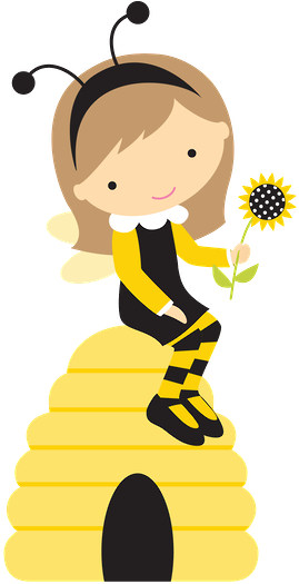 Abelhinhas Minus - Girls - Bee Girl Clipart (286x565)