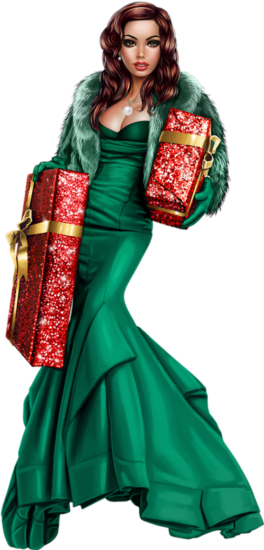 Tube Noel Femme - Digital Art (375x800)