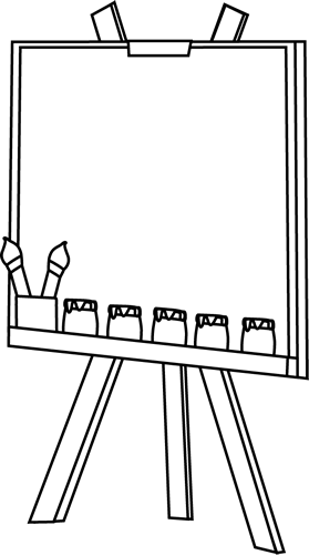 Black And White Easel - Painting Clipart Black And White Png (279x500)