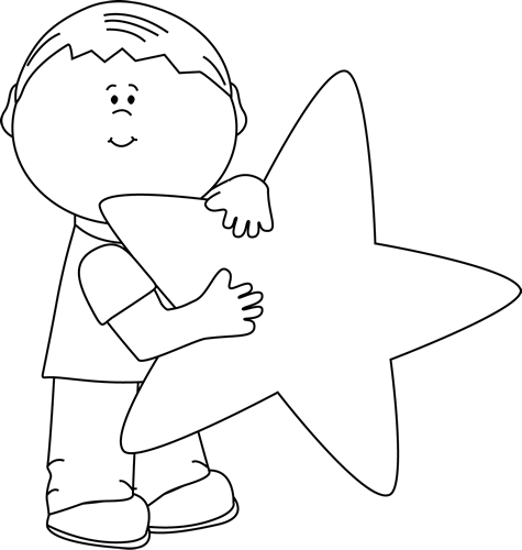 Black And White Boy With A Star - Boy With Star Clipart Black And White (475x500)