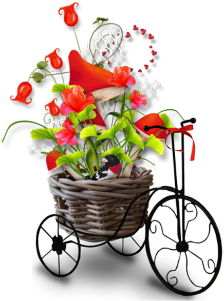 Trikes And Flowers - Portable Network Graphics (470x600)