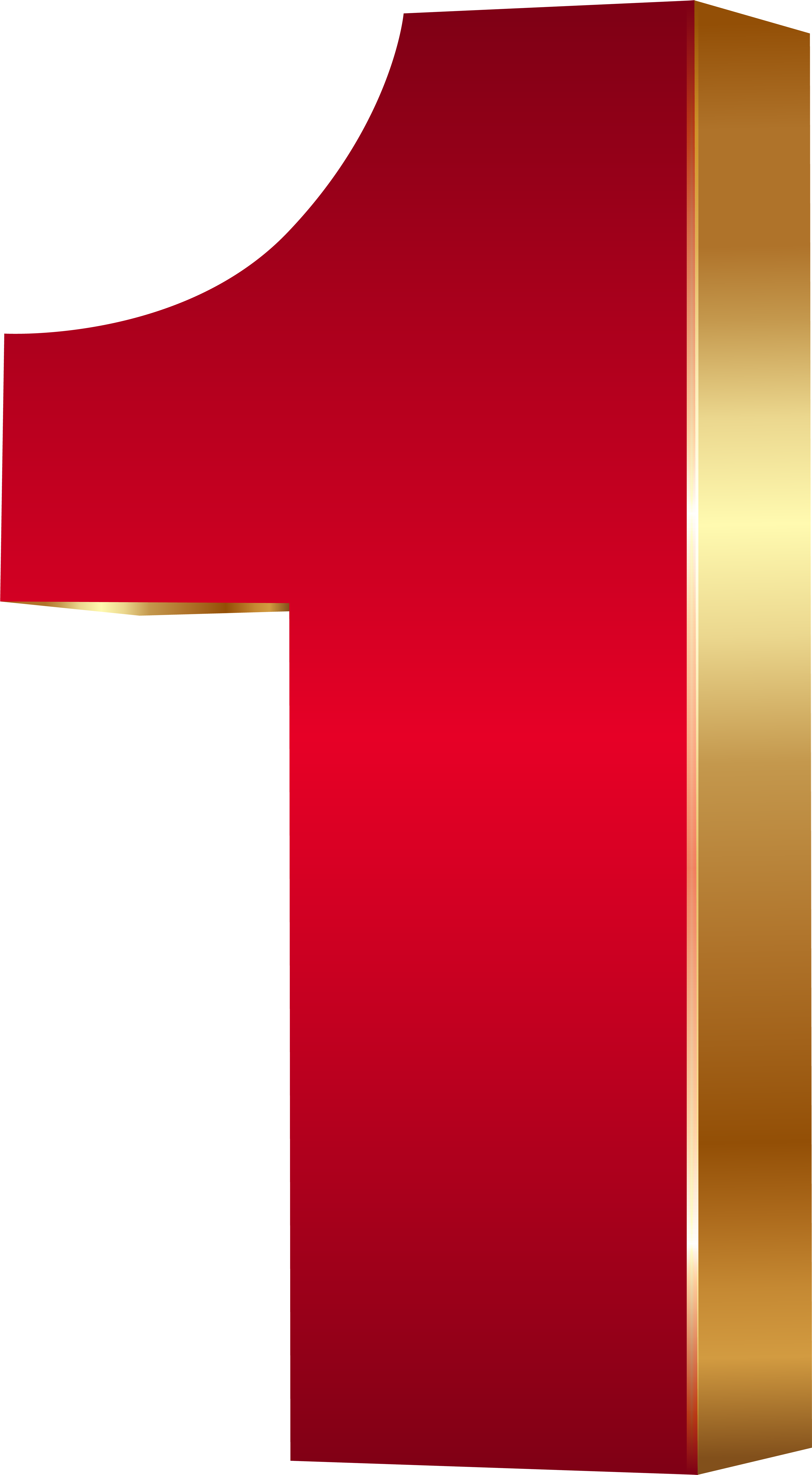 Peaceful Design Ideas Number One Clipart 3d Red Gold - 3d Number One (4404x8000)