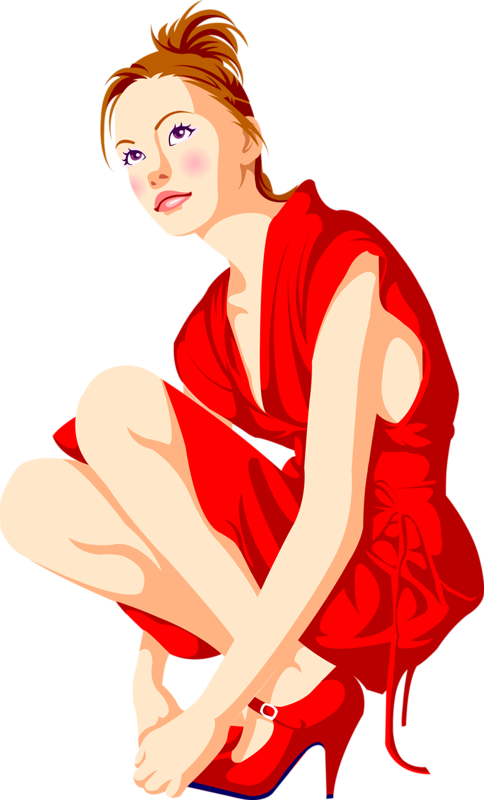 Cartoon - Crouching Woman - Cartoon (484x800)