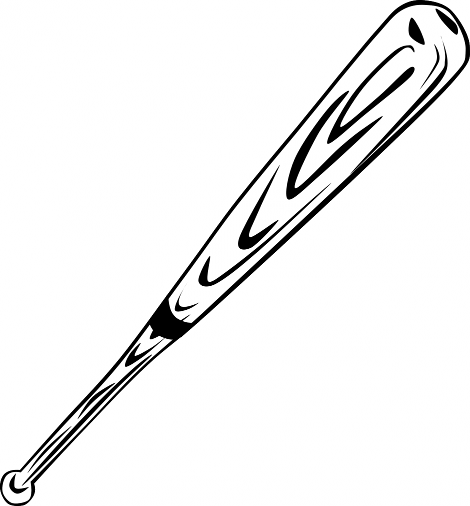 Baseball Diamond Clipart Black And White Download - Baseball Bat Clip Art (940x1011)