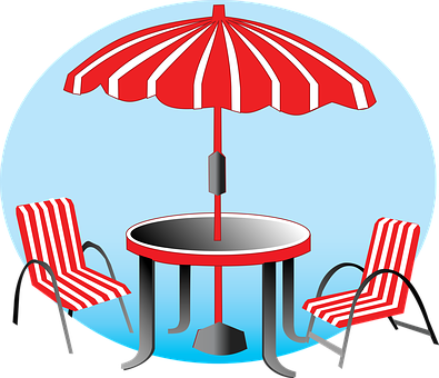 Beach, Umbrella, Chairs, Vacation, Red - Beach (500x429)