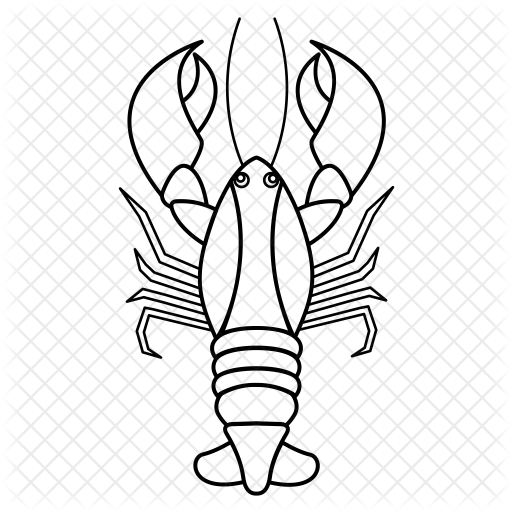 Lobster Icon - Line Art (512x512)