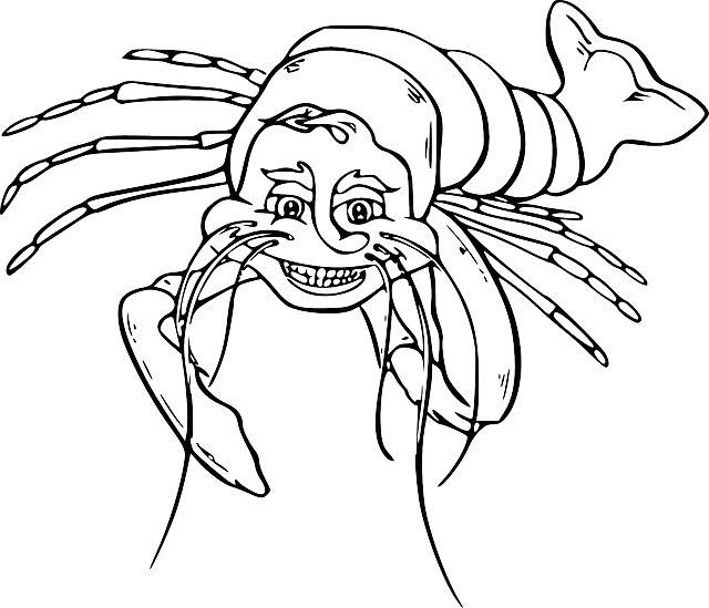 Black, Food, Outline, White, Cartoon, Laughing, Lobster - Lobster Clip Art (640x549)